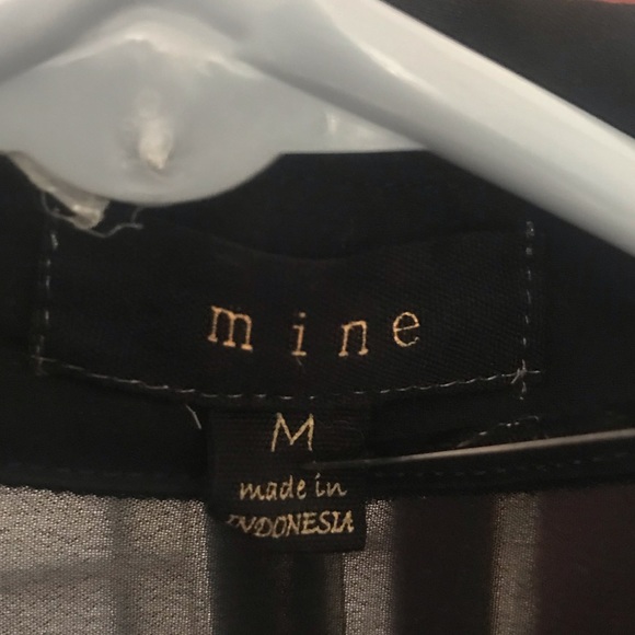 MINE Black Full Sheer Button Down Shirt/Blouse/Top, Size M - Picture 7 of 9